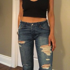 Abercrombie girlfriend denim ripped jeans